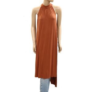 Free People Free-Est Party Perfect Maxi Midi Tunic Top Halter Brown M NWT 284225